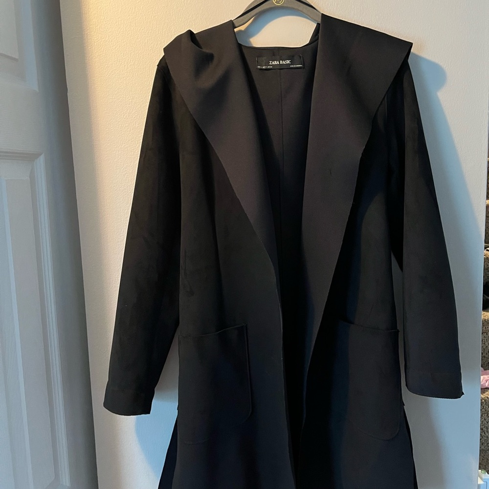 Zara black multi wear jacket size medium suede like material VGUC